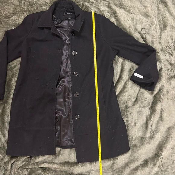 calvin klein black button down trench coat womens size XL - Picture 8 of 9